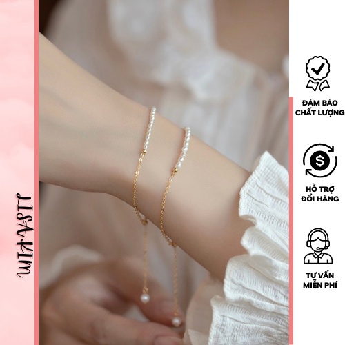Vòng tay trai gạo size 3-4 li phối kiểu màu trắng
