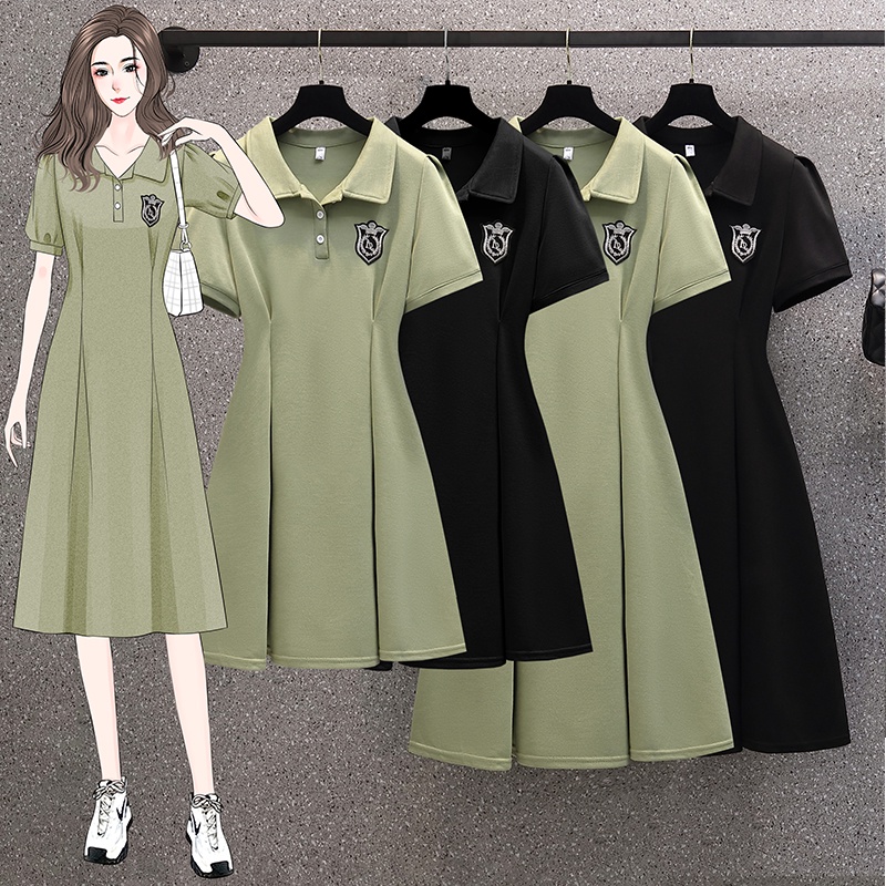 🌸Hàng Order🌸Váy Đầm Bigsize Polo Thêu Hoạ Tiết Chiết Eo Dáng Xoè Thanh Lịch Nữ Tính🌸Hàng Quảng Châu