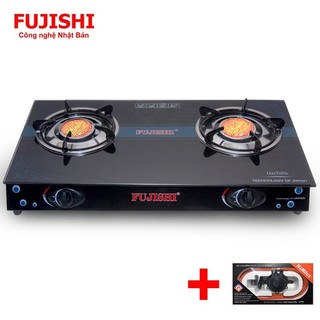 COMBO Bếp gas đôi hồng ngoại mặt kính FUJISHI FJ-H15-HN + Bộ dây van ngắt gas tự động NAMILUX