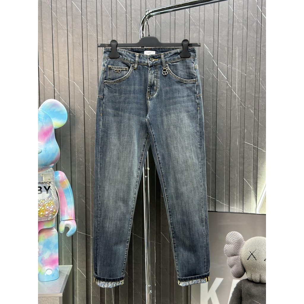 Quần Jean Dior Xanh trơn chech gấu LA on web [ TANYA ]
