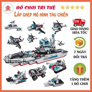 Bộ lắp ghép mô hình tàu chiến 8 trong 1 với 3 kiểu lắp ráp biến hình.
