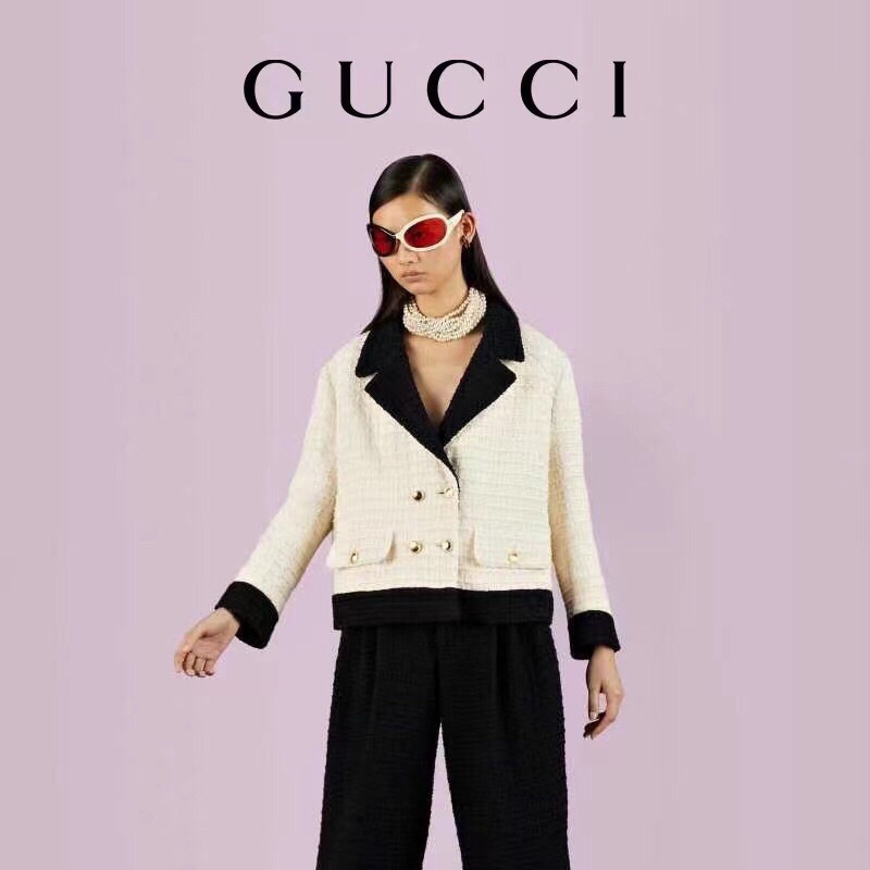 Áo khoác vest vải tweed mẫu mới Gucci GC cao cấp 2023 size SML