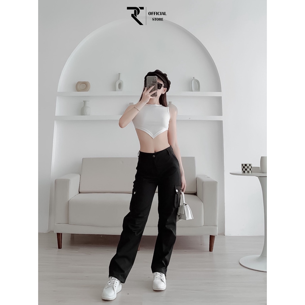 Áo ba lỗ nữ croptop TR Design vạt nhọn thiết kế lạ tanktop dáng ngắn ôm body sexy | BigBuy360 - bigbuy360.vn