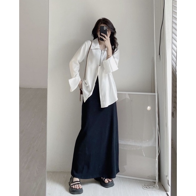 [NEW]ÁO SƠMI KHOÁ KÉO XẺ VẠT TAY XẺ RỘNG CÁ TÍNH