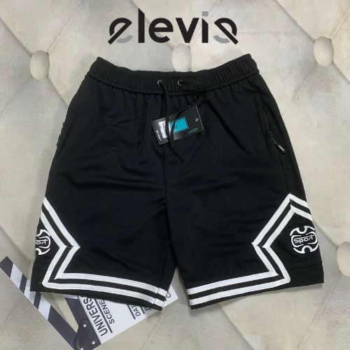 Quần short đùi nam eleviq unisex bóng rổ chữ V, quần sọt lửng thể thao thời trang nam nữ thoải mái dễ chịu - e037
