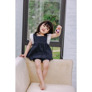 Bộ Chấm Bi Tím Than Tay Ren