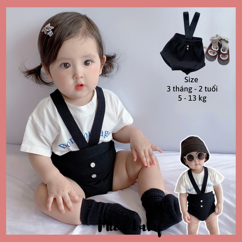 Quần sooc yếm ngắn trẻ em chất thun co giãn đáng yêu cho bé QA81 Mica baby