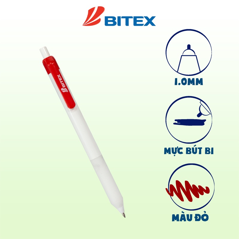 Bút bi Bitex mực xanh/đỏ/đen B18 (1 cây)