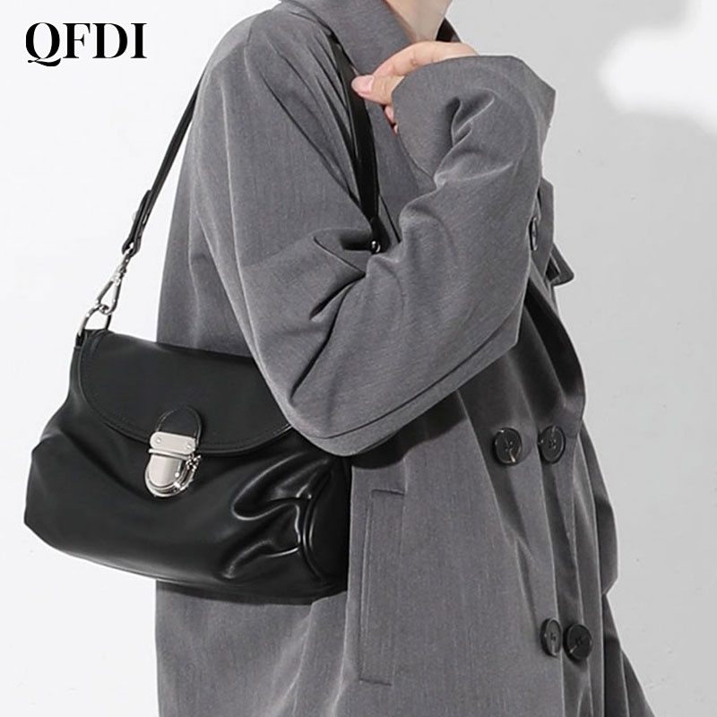 QFDI Túi đeo dưới cánh tay Bằng Da Mềm Phong Cách retro Dành Cho Nữ