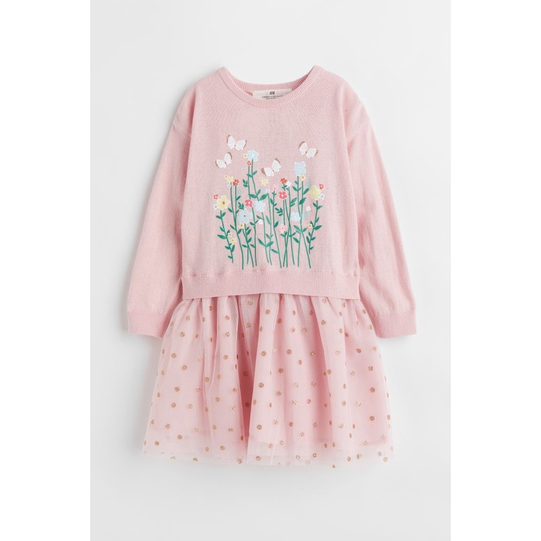 Váy len đỏ caro hồng tutu kid 0874928 HM H&M_hàng chính hãng authentic