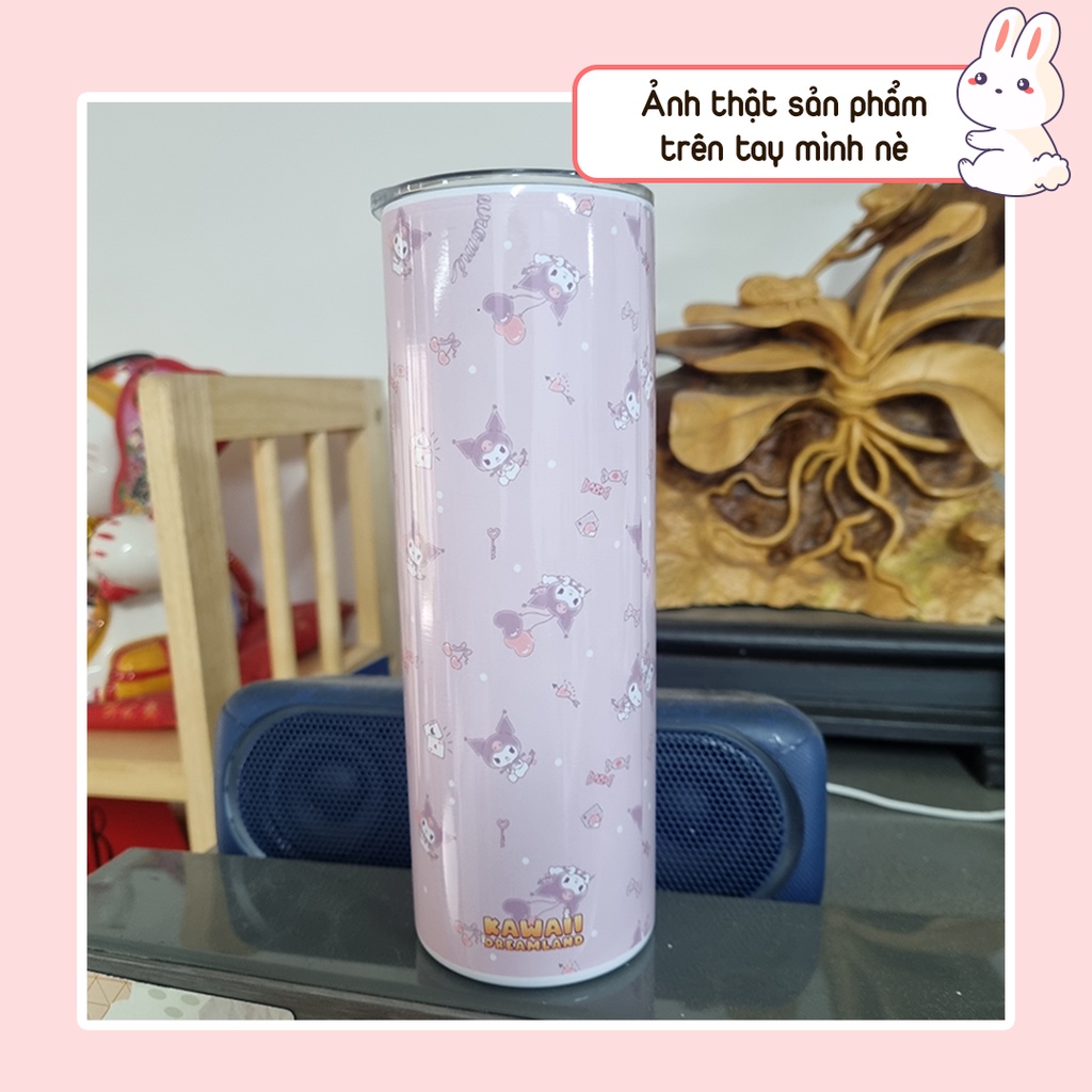 Bình giữ nhiệt cute hình Kuromi Sanrio - Cốc giữ nhiệt cute hình Kuromi Sanrio - 600ml - Inox 304