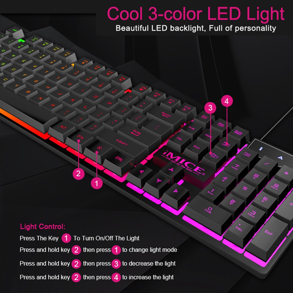 Bàn Phím Chơi Game 104 Phím Chống Nước Phát Sáng Nhiều Màu