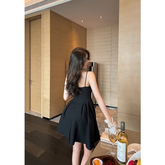 Váy 2 dây đính hoa thời trang dáng xoè sang chảnh