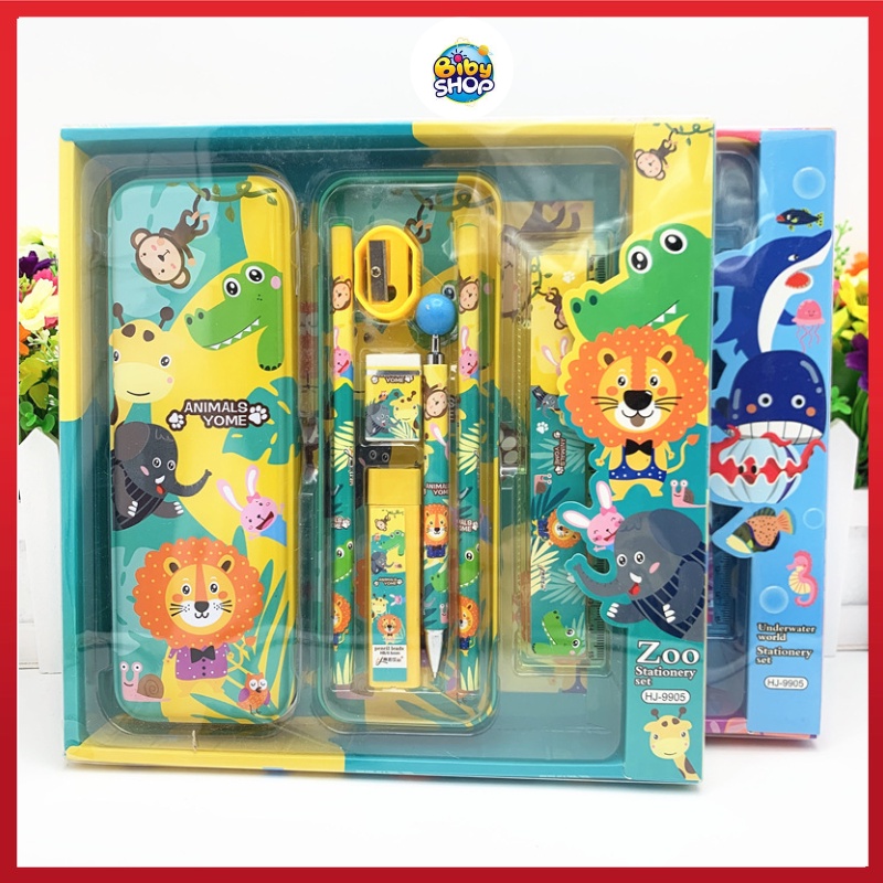 Bộ dụng cụ học tập gồm combo 9 món cute dễ thương cho các bé, bộ đồ tiện ích học tập cho bé.