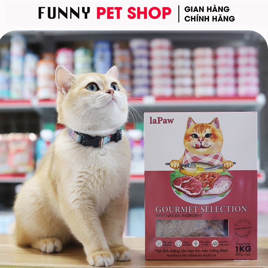 Hạt Dinh Dưỡng Cho Mèo Trưởng Thành LaPaw Gourmet 1Kg - Thức Ăn Cho Mèo Lớn - Funny Pet Shop