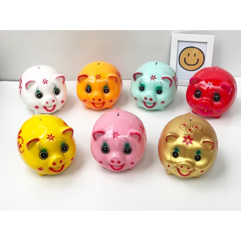 Heo đất tiết kiệm heo cười size Nhỡ dáng tròn truyền thống heo Pi số 3 Tiemmesoda