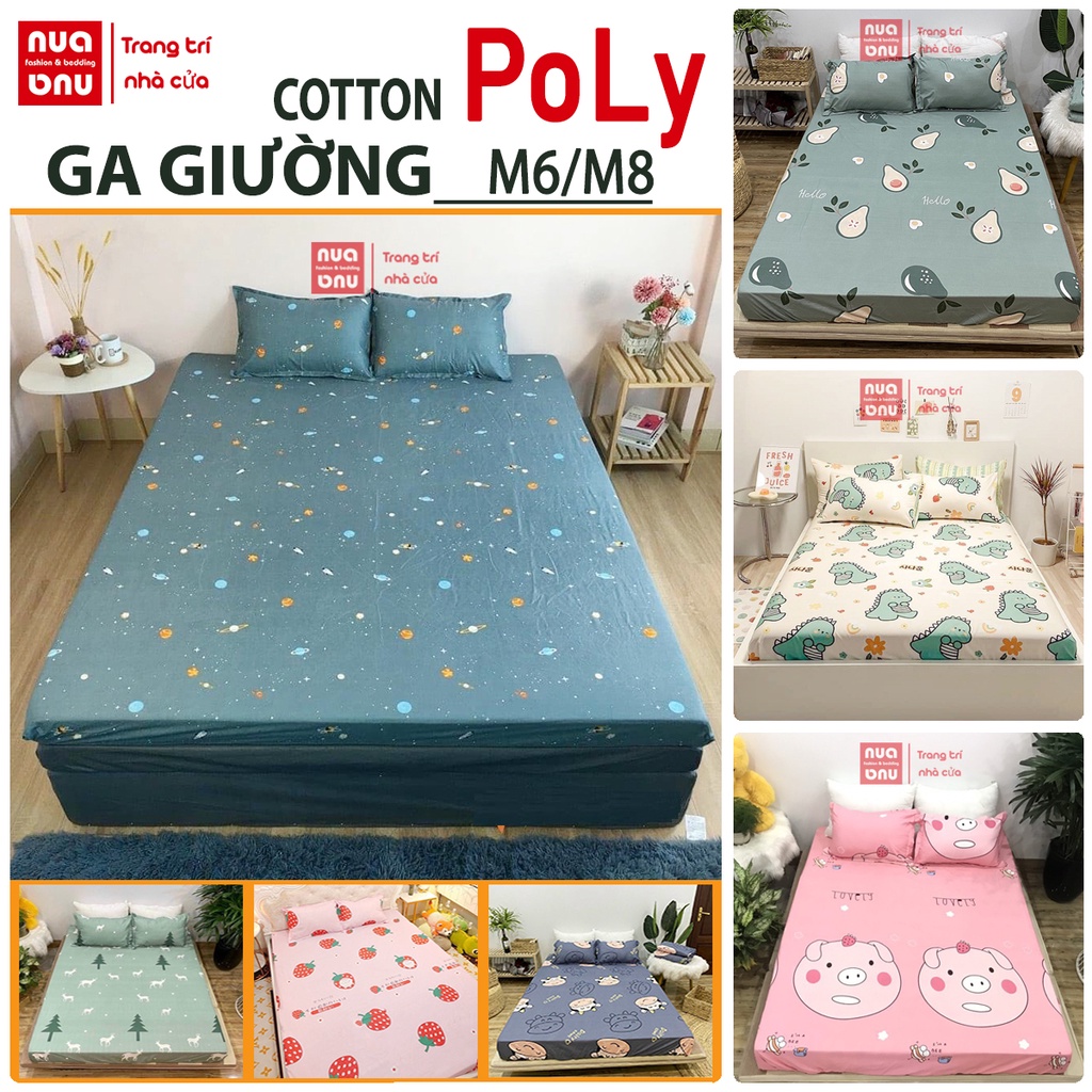 Ga giường cotton poly NUA Fashion Bedding drap giường bo chun bọc nệm xinh Hàn Quốc size 1m6/1m8