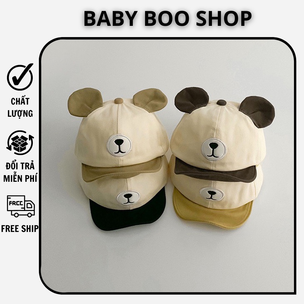 Mũ lưỡi trai cho bé, mũ bé trai 1-3 tuổi, nón trẻ em hình gấu cute, chất vải thoáng mát cao cấp BABY BOO SHOP