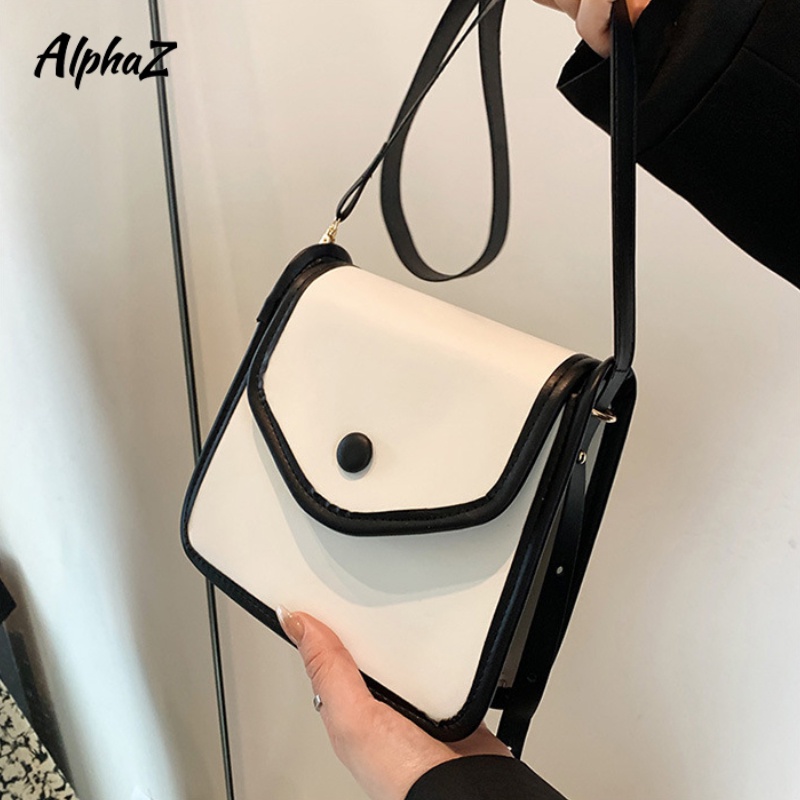 AlphaZ Túi Đeo Chéo Hình Vuông Nhỏ Bằng Da PU Màu Tương Phản Chất Lượng Cao Thời Trang Ins Đơn Giản Dễ Phối Đồ Công Sở
