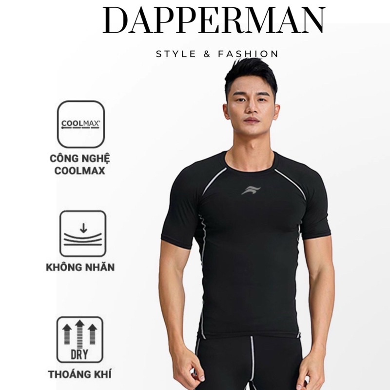 Áo thể thao nam tay ngắn cotton 4 chiều thoáng khí ôm body trẻ trung năng động DAPPERMANk