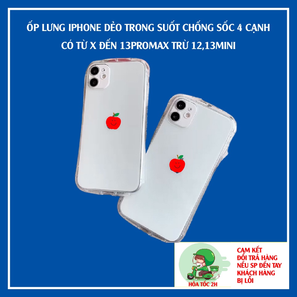Ốp Lưng Điện Thoại Iphone Trong Suốt Phồng 4 Cạnh Chống Sốc Bảo Vệ Tốt Hơn Cho Dế Yêu Từ X > 13Promax