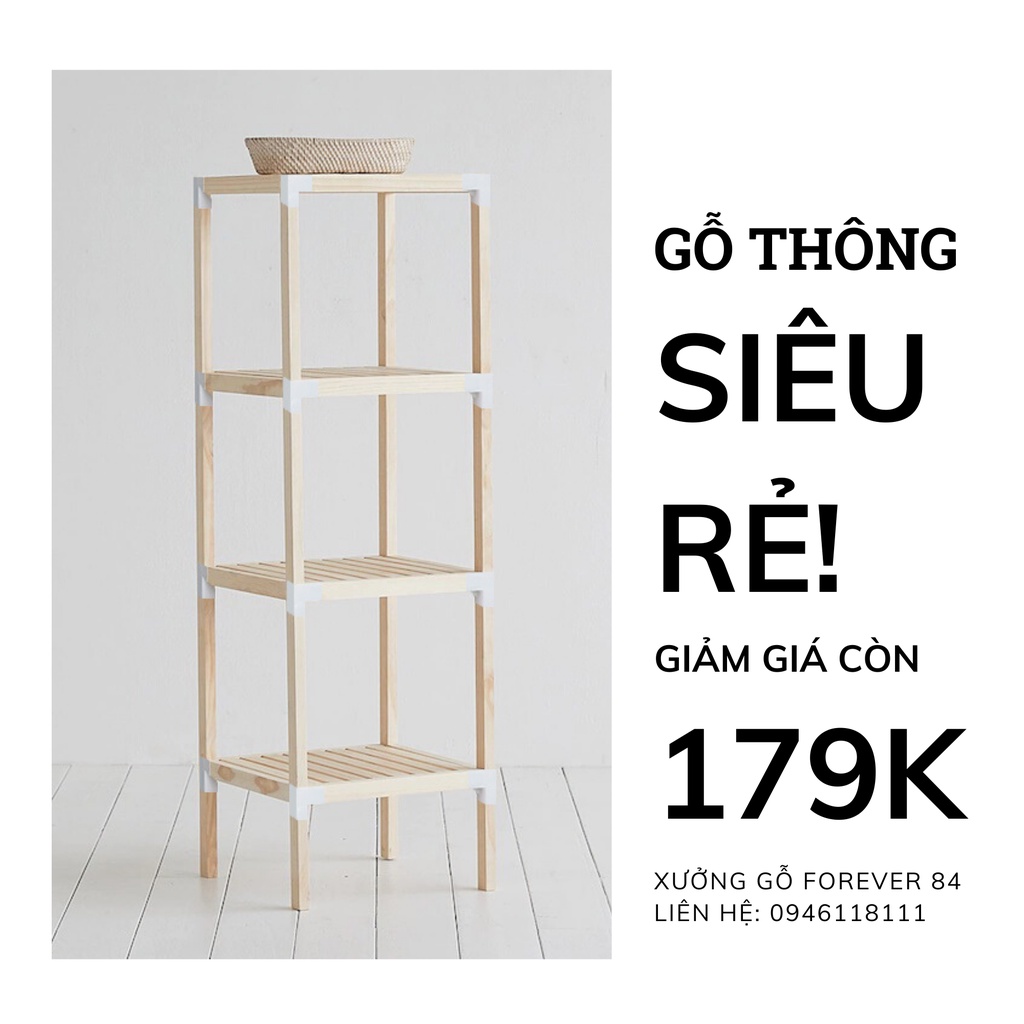Kệ Gỗ Đa Năng Đầu Giường Thông Minh 4 Tầng - Kệ Đầu Giường Để Sách 35x35x105CM - HOÀN TIỀN 100% NẾU KHÁCH KHÔNG HÀI LÒNG