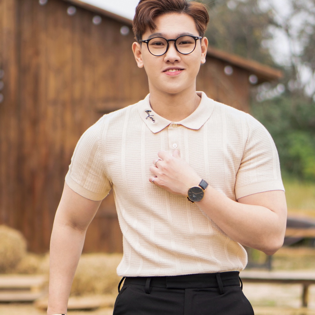 Áo Polo dệt kim KNIT BUFUN logo thêu Form Regular