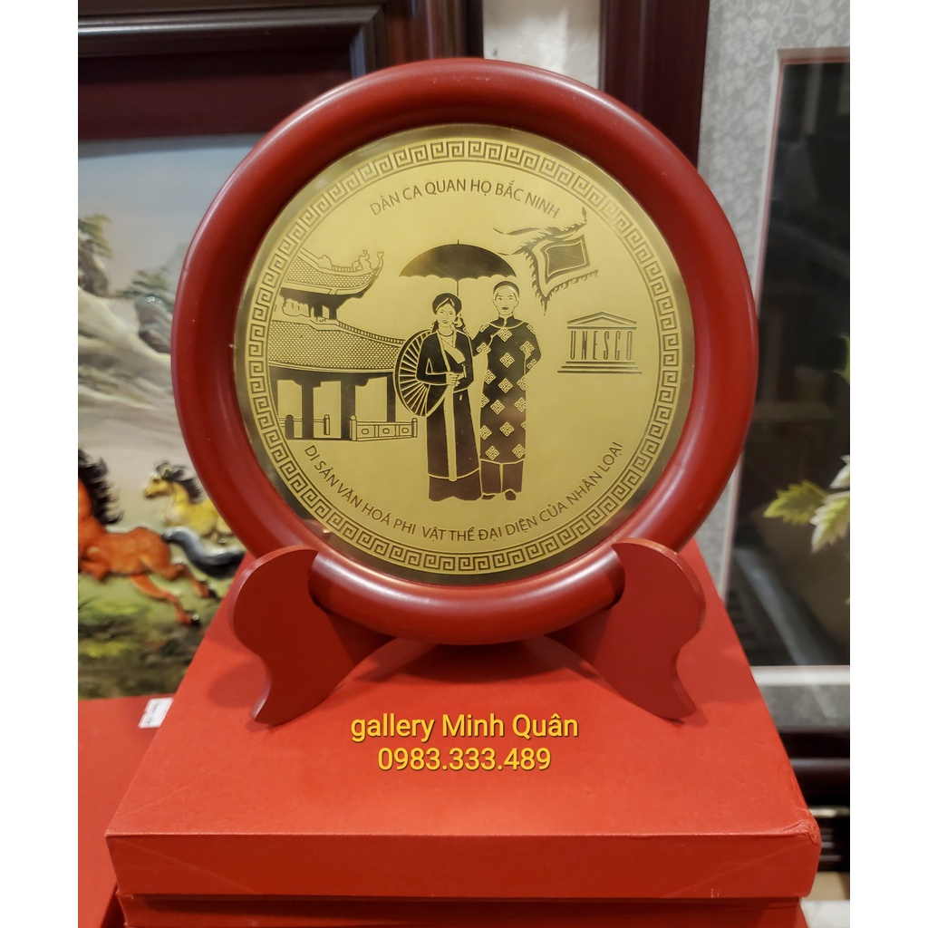 Đĩa đồng bày bàn Quà tặng lưu niệm cảnh Hà Nội - Hồ Chí Minh -Bắc Ninh - Việt Nam
