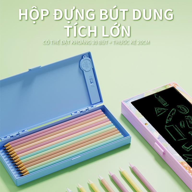 Hộp bút đa năng đựng viết kiêm bảng viết tự xóa thông minh LCD bằng nhựa hình cute cỡ lớn Magic Pencil Case YD7007