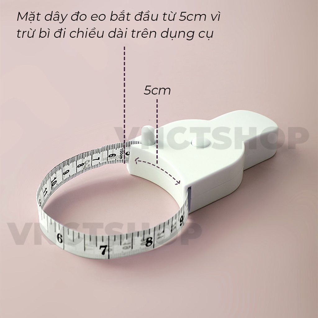 Thước dây đo eo tự động mini, thước đo vòng bụng eo 3 vòng chiều cao cơ thể may đồ cuộn rút·1.5m
