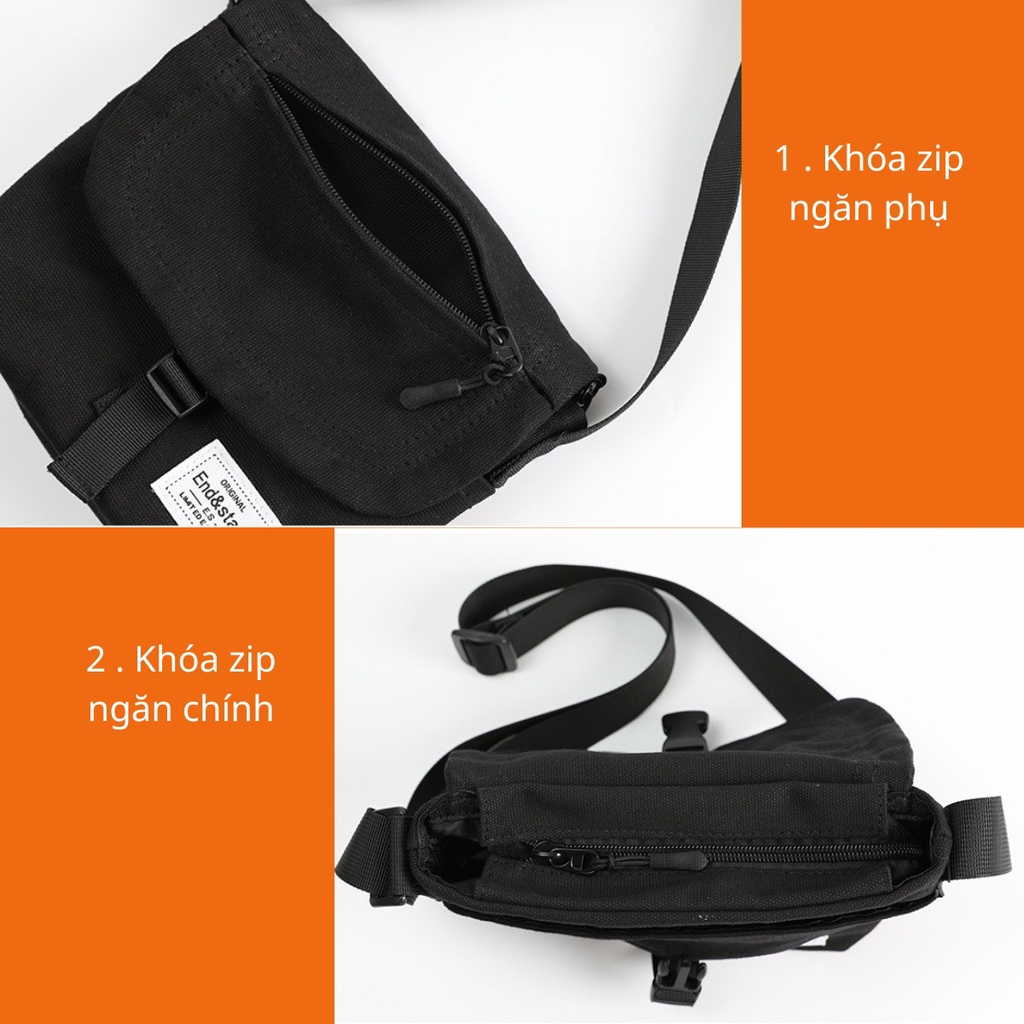 Túi Đeo Chéo Thời Trang Nam Nữ form túi messenger Cao Cấp Phong Cách Túi Messenger Mini Vải Dày 2 Lớp TK01