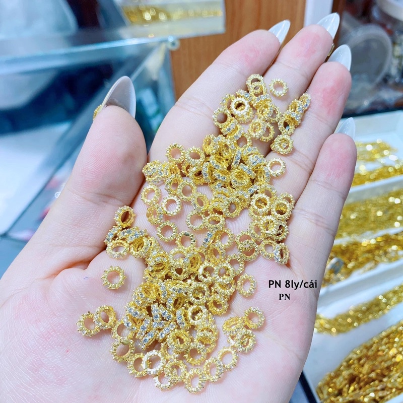 charm tròn bánh xe đá làm mặt dây chuyền, chặn đá mix vòng, lắc