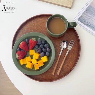 Khay Gỗ Decor Đựng Đồ Ăn - Khay Trà Gỗ Phong Cách Retro Bắc Âu Màu Nâu Trầm