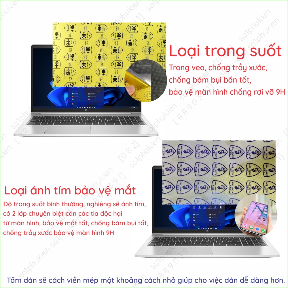 Dán màn hình cường lực laptop HP Probook 450 G6/G7/G8/G9/G10 15.6 inch nano dẻo siêu mỏng trong suốt, nhám chống vân tay