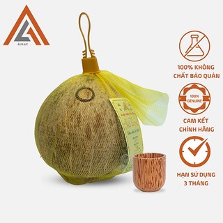 Combo 1 bình rượu dừa Âu Lạc túi lưới + 1 Ly gỗ dừa