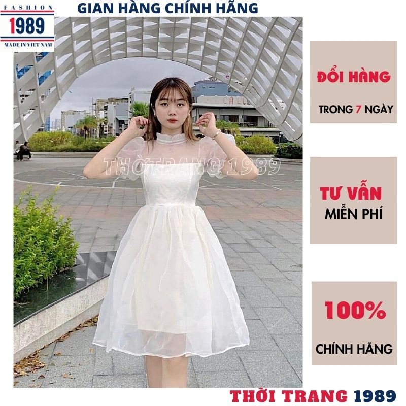 Đầm công chúa voan tơ 2 lớp V84 -váy dự tiệc tiểu thư sang chảnh -THỜI TRANG 1989