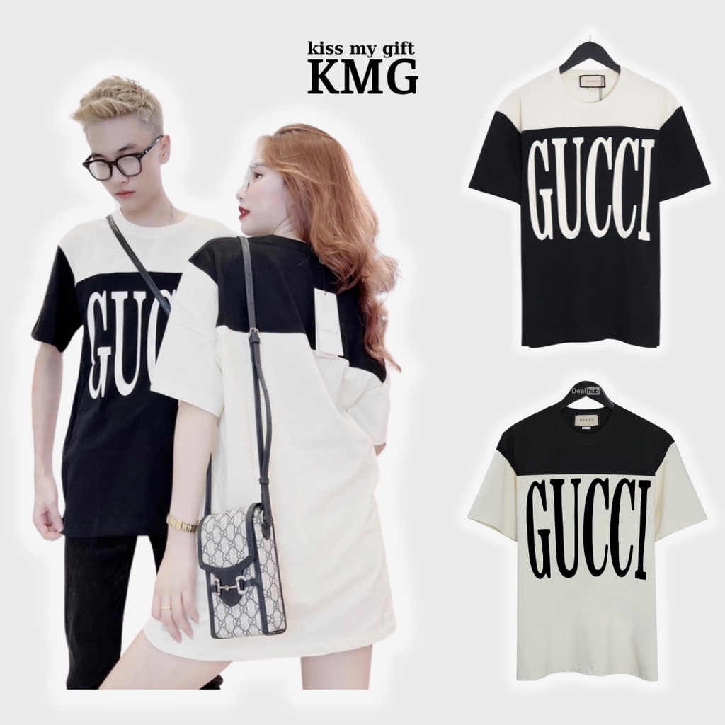 Áo Thun Gucci Two Tone - Áo thun tay lỡ unisex nam nữ form rộng oversize chất liệu Cotton co dãn 4 chiều