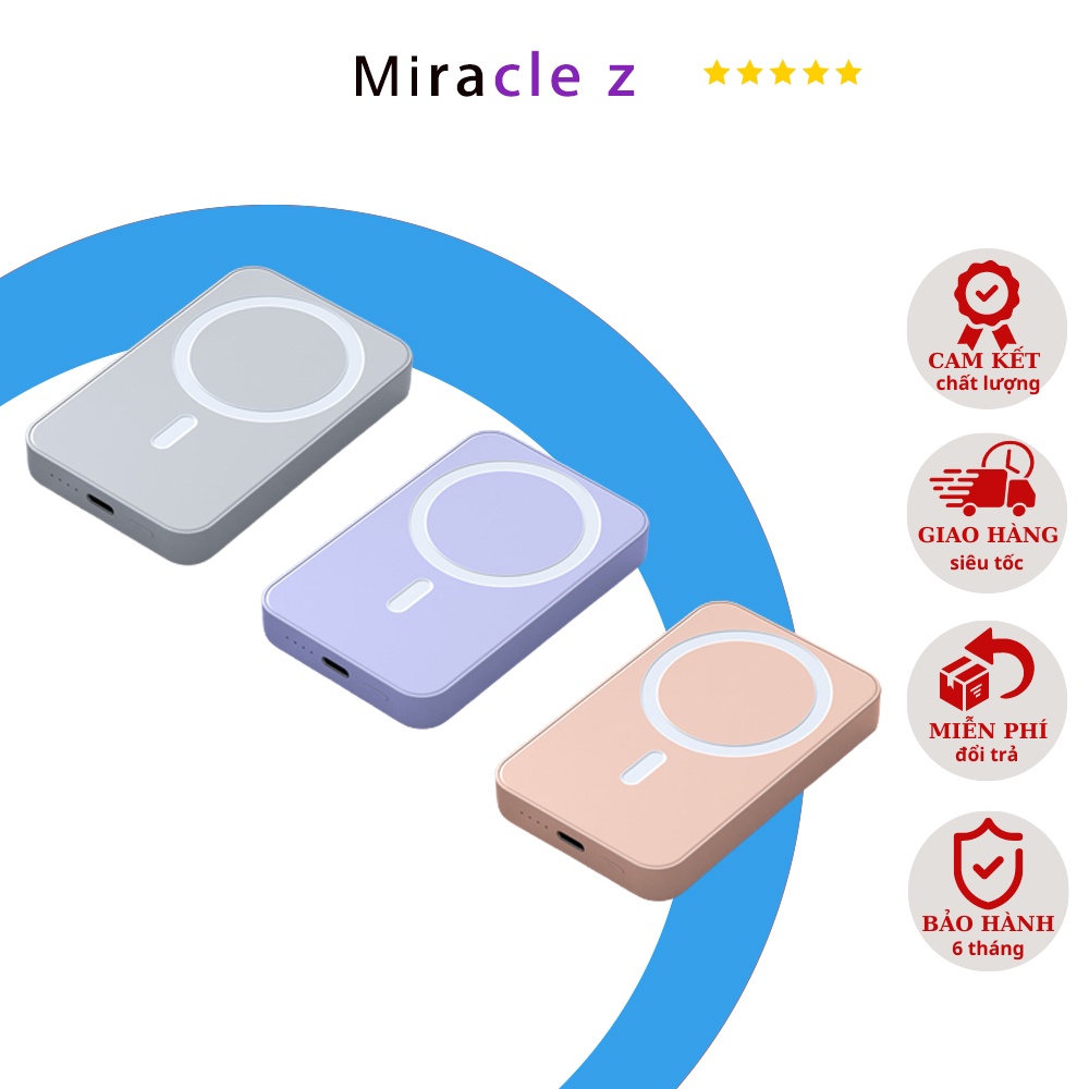 Sạc dự phòng không dây sạc nhanh pin 5000/10000 mah mini nhỏ gọn cao cấp hỗ trợ cho iphone/android Nhỏ và di động