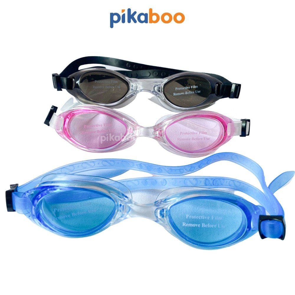 Kính bơi ôm sát chống nước tràn vào mắt Pikaboo chất liệu Silicone và PC cao cấp kèm 1 kẹp mũ và 2 nút tai
