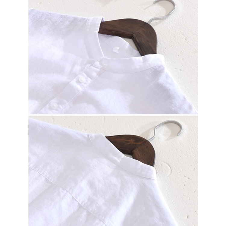 Áo Sơ Mi Đũi Nam Ngắn Tay Cổ Tàu Cao Cấp, Chuẩn Hàng Xuất