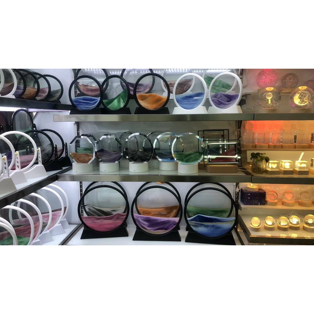 Tranh Cát Chảy  3D Chuyển Động Hình Tròn Làm Quà Tặng Trang Trí Bàn Làm Việc Tinh Tế, Sang Trọng