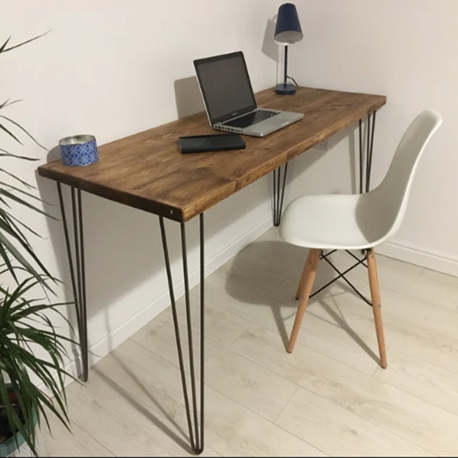 Bàn làm việc gỗ thông chân sắt Vintage - bàn làm việc gỗ tự nhiên 100% gỗ thông 1m4  - Nhỏ Decor
