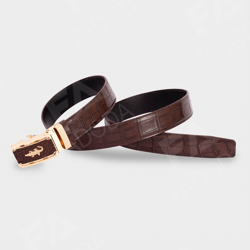 Thắt lưng da cá sấu Fadoda cao cấp bản ghép 4.0Cm làm từ vân bụng - FCB04BN