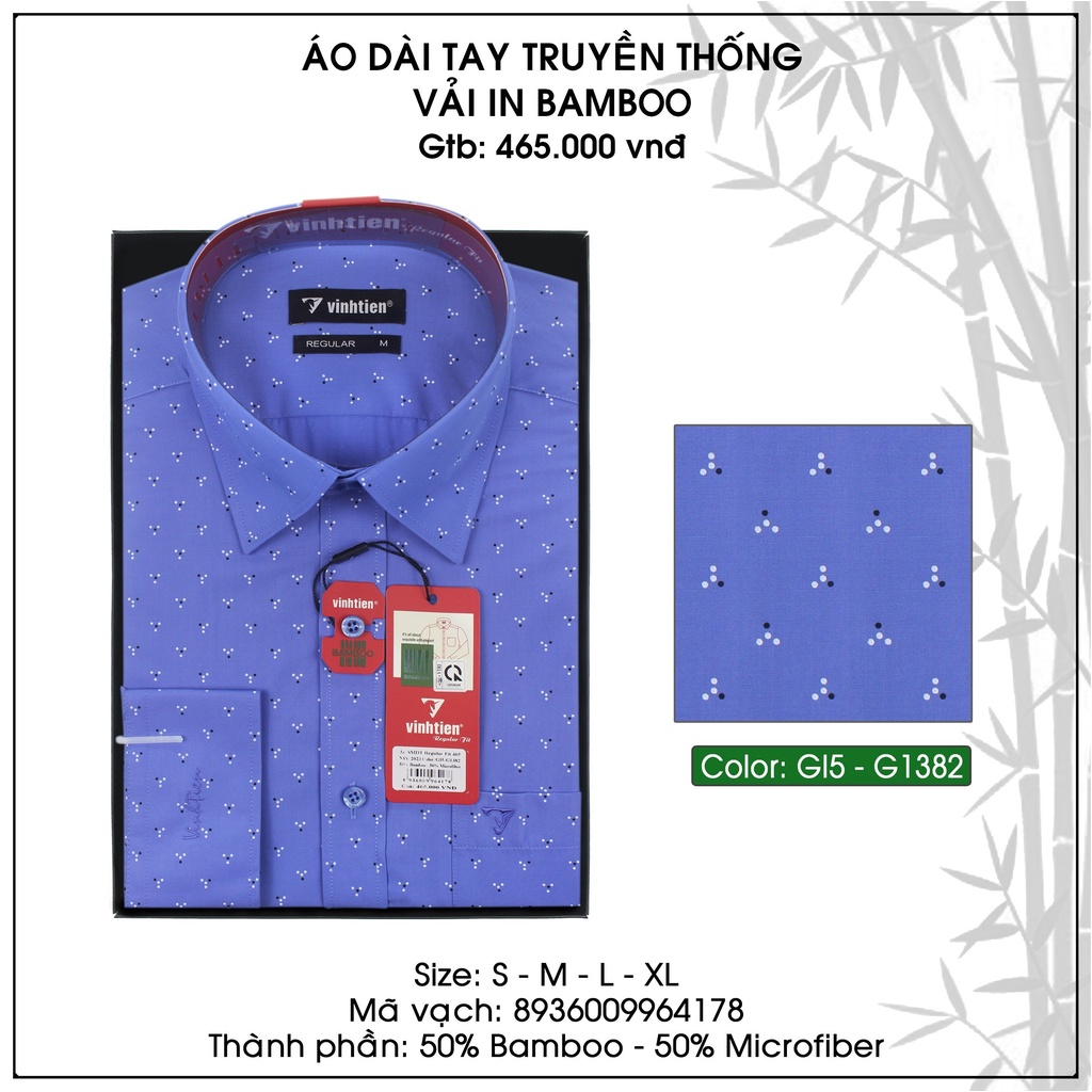 Áo Sơ Mi Dài Tay Họa Tiết Vải Bamboo Form Regular Vĩnh Tiến 465 - Nhiều Màu