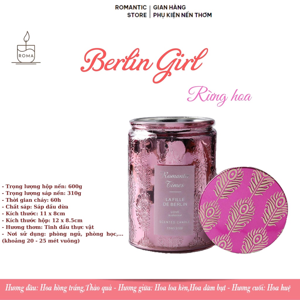 Nến Thơm Tinh Dầu Không Khói Hương Tự Nhiên Nến Ba Tầng Hương Romantics Times Trang Trí Quà Tặng Candle cup 600g