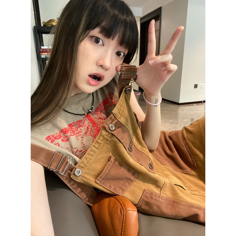 Ethelgirl Áo Thun Sát Nách Dáng Rộng In Họa Tiết Kiểu Retro Hàn Quốc Cá Tính Cho Nữ