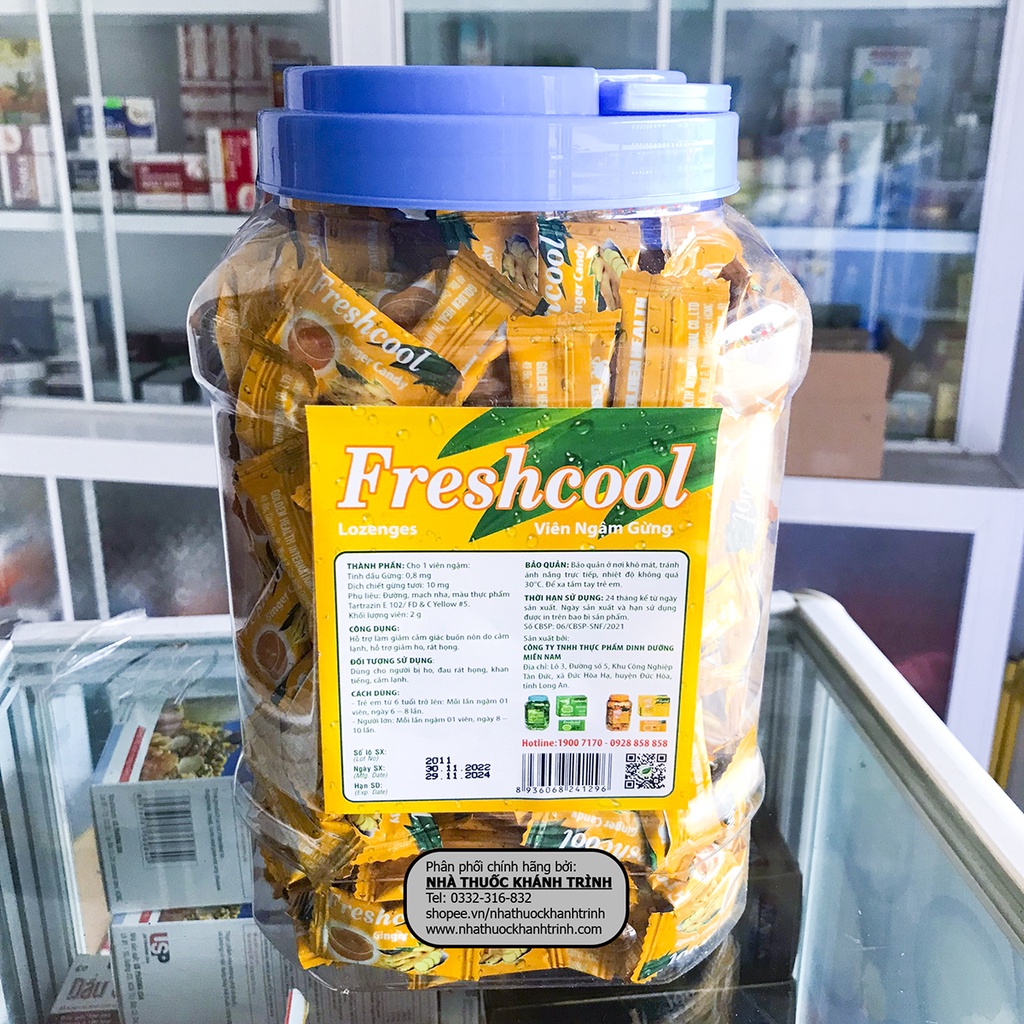 Kẹo gừng Freshcool hỗ trợ giảm ho, bổ phổi, hộp 500 viên