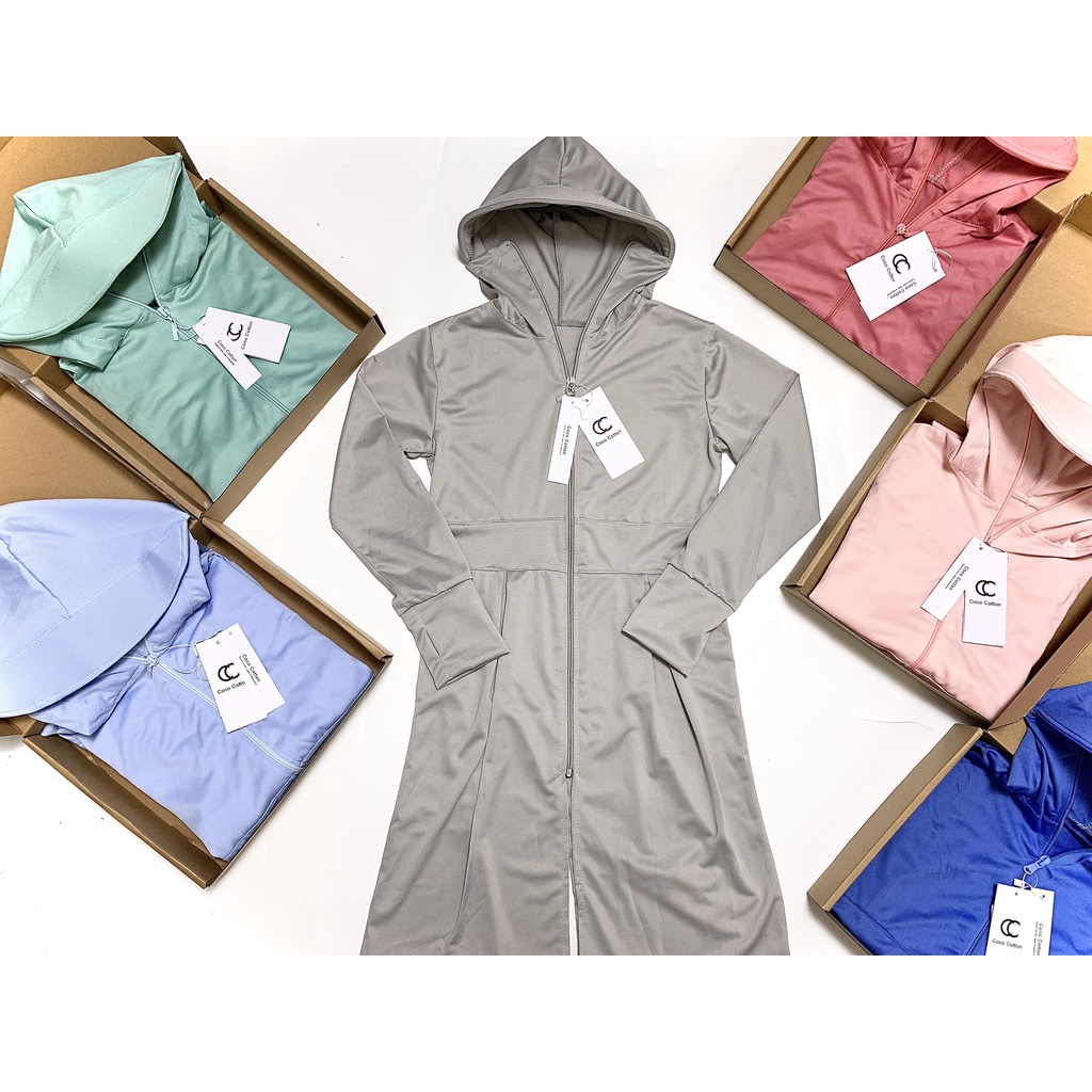 Áo chống nắng cho bé toàn thân CoCoCotton liền thân dáng dài an toàn cho da bé