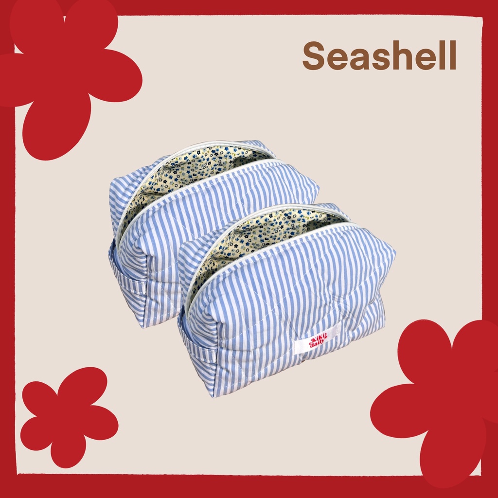 Sea Shell Pouch - Túi vải chần bông Kikidaily mềm xốp, hoạ tiết phối màu dễ thương