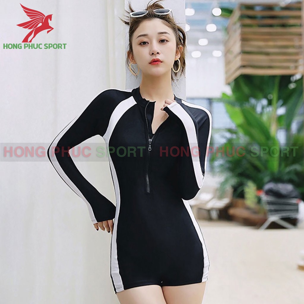 Đồ bơi nữ, áo tắm dài tay liền thân một mảnh có khóa kéo hàng cao cấp